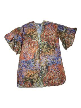 Democracy Open Front Kimono Sheer Floral Cardigan Duster Cover Up Womens S/M